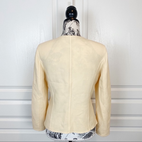 St. John Knit Wool Zip Up Cream Jacket - Picture 3 of 5